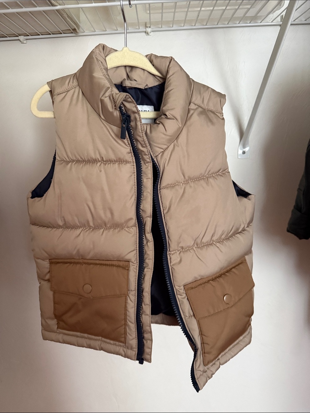 Old Navy Beige and Navy Kids Puffer Vest